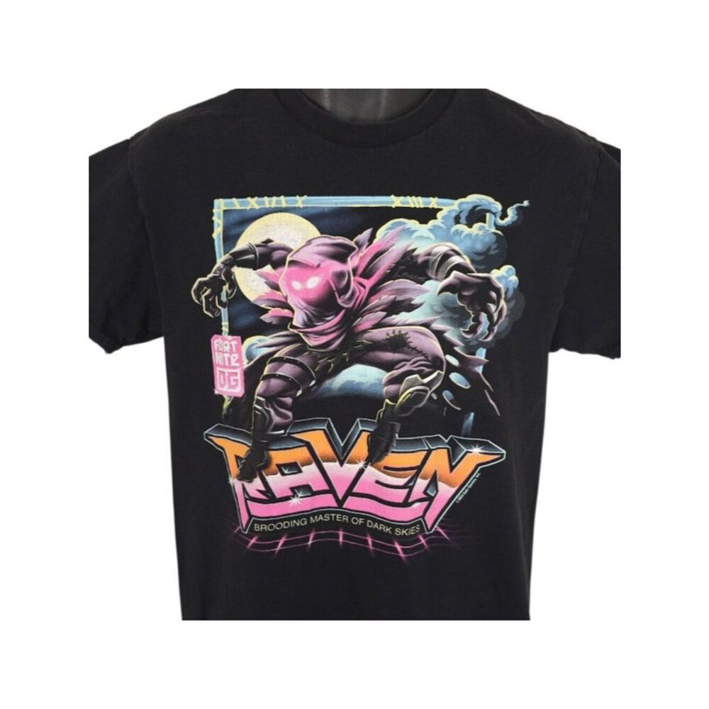 Fortnite Raven T Shirt Mens Size Small Black Brooding Master Of Dark Skies